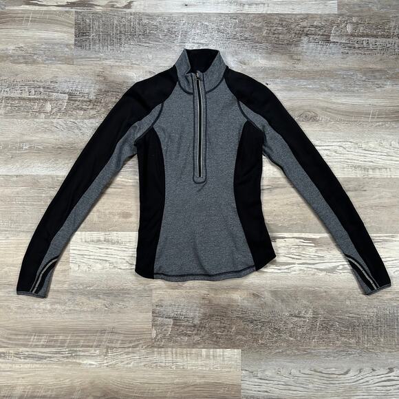 Lululemon Reversible Half-Zip Pullover Black Gray Long Sleeve Top- Small - Picture 1 of 6
